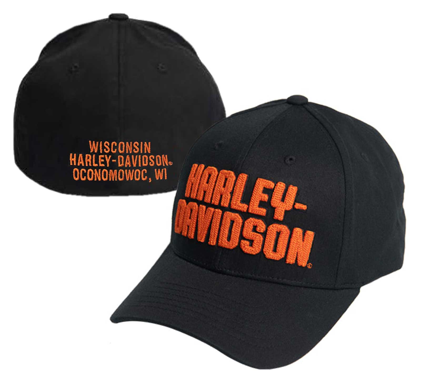 Harley-Davidson® Men's Chain Stitch Curved Bill Stretch Fit Baseball Cap -  Black