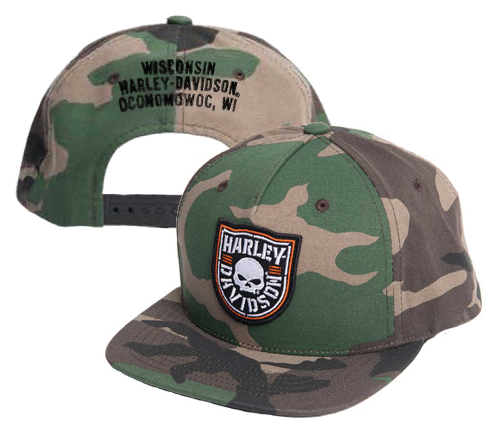 Harley-Davidson Free Shipping - Harley-Davidson Men's Shield Skull Camo Print Snapback Flat Brim Baseball Cap - Free Shipping on many products plus Orders Over $99