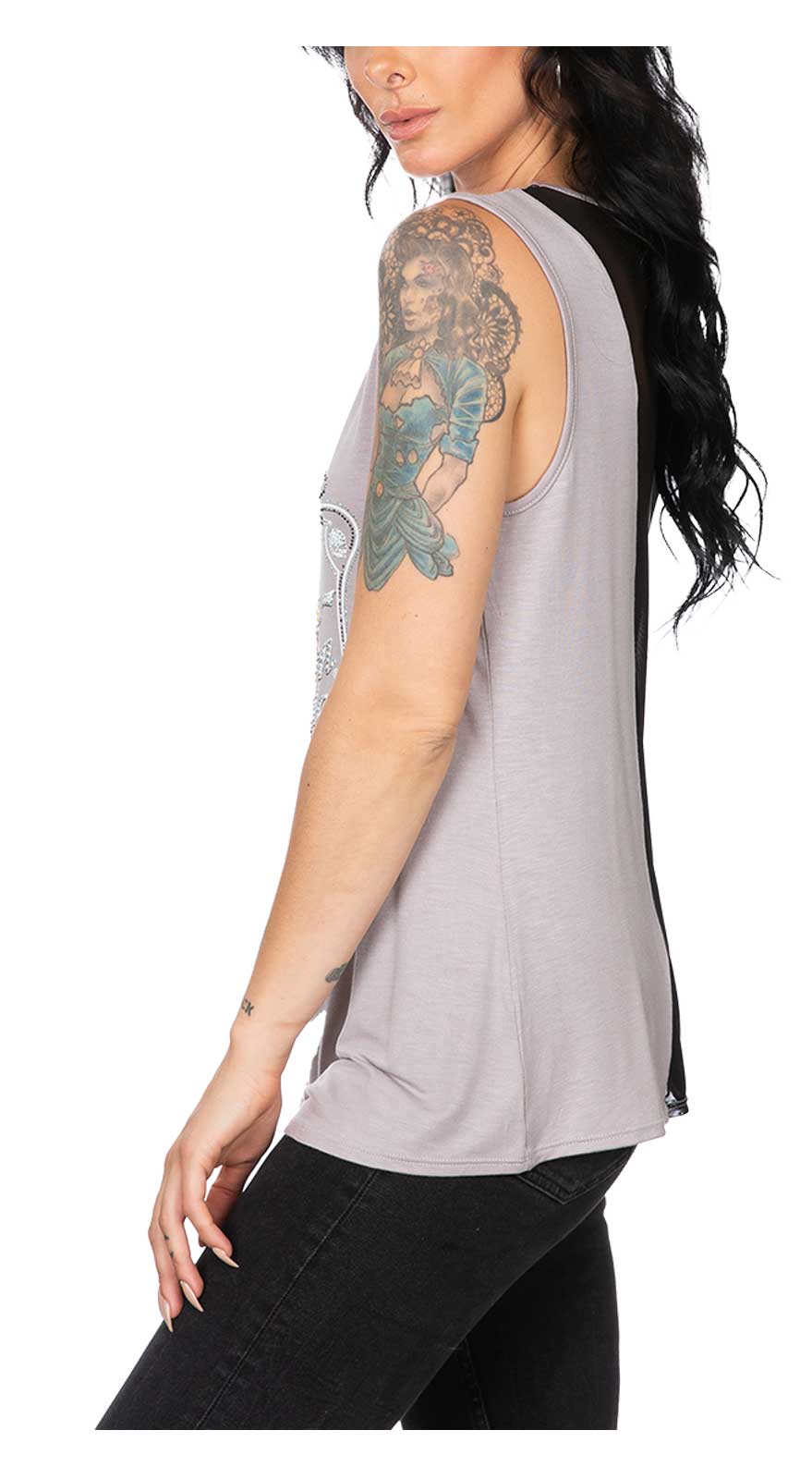 Harley-Davidson Free Shipping - Harley-Davidson Women's Embellished Mesh Back Sleeveless Tank Top - Gray - Free Shipping on many products plus Orders Over $99