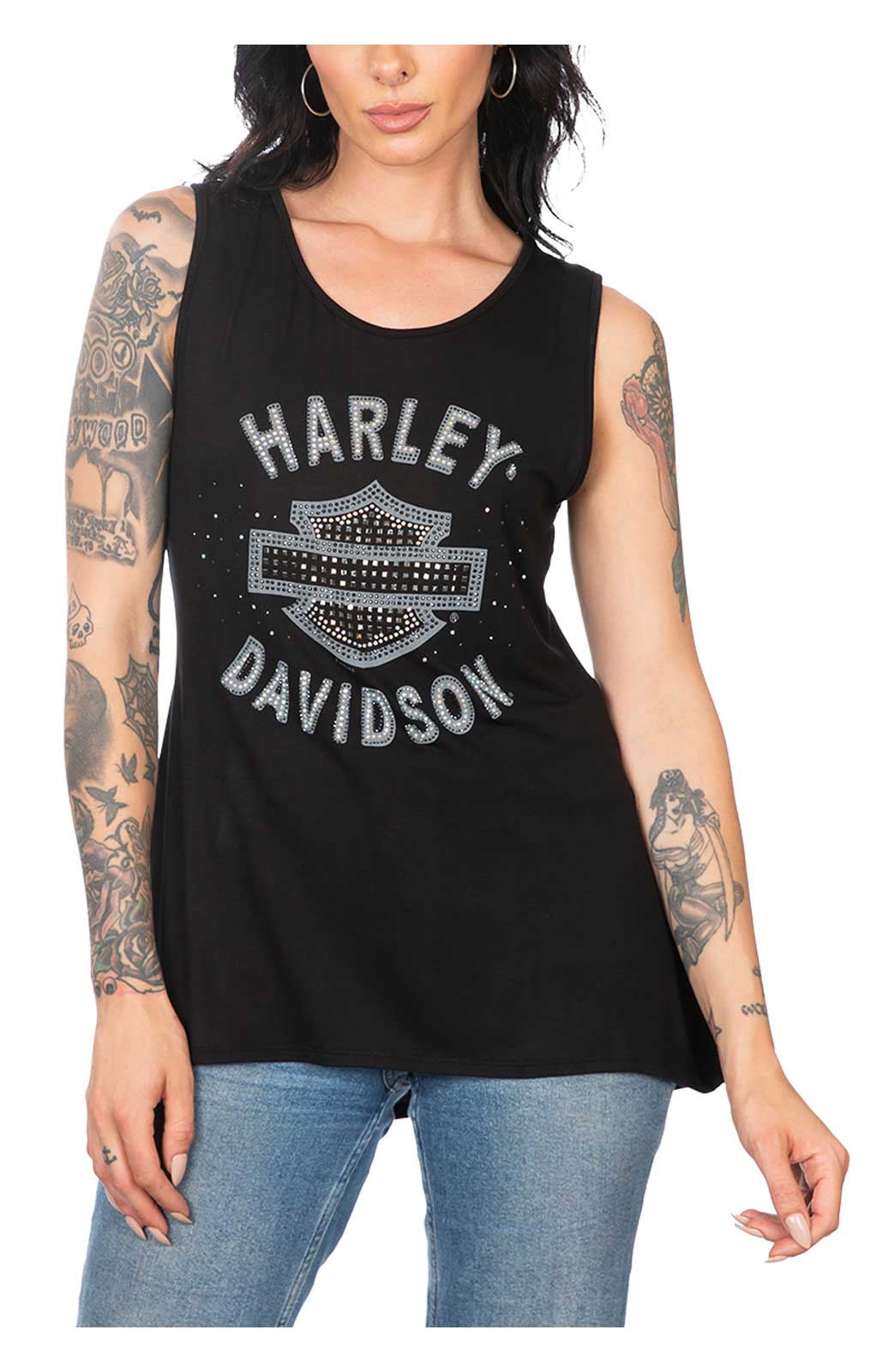 Harley-Davidson® Women's Stoned B&S High-Low Scoop Neck Sleeveless
