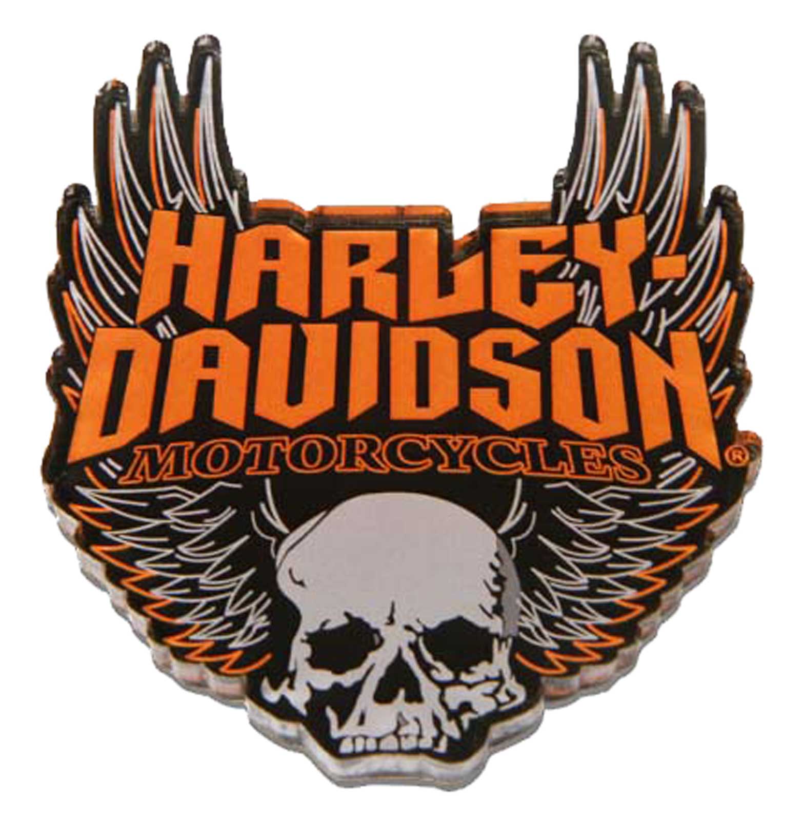 Harley-Davidson Cut-Out Winged Skull Hard Acrylic Magnet - 3 x 2.5 inches - Wisconsin Harley-Davidson