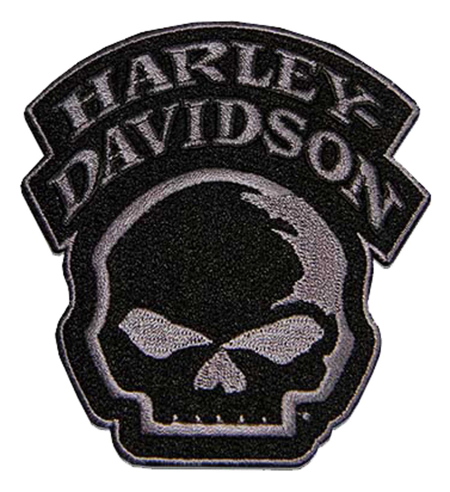 Harley-Davidson 4 in. Embroidered Willie G Skull Emblem Sew-On Patch- Black/Gray - Wisconsin Harley-Davidson