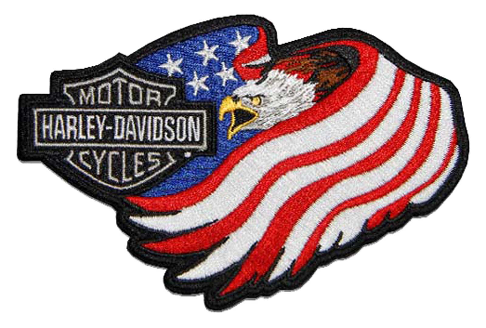 Harley-Davidson® 5 in. Woven American Flag Eagle B&S Logo Emblem Sew-On  Patch