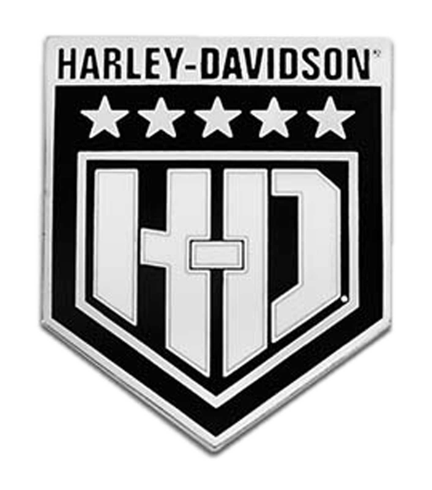 Harley-Davidson 1.5 inch. H-D White Shield Metal Pin, Antique Silver Finish - Wisconsin Harley-Davidson