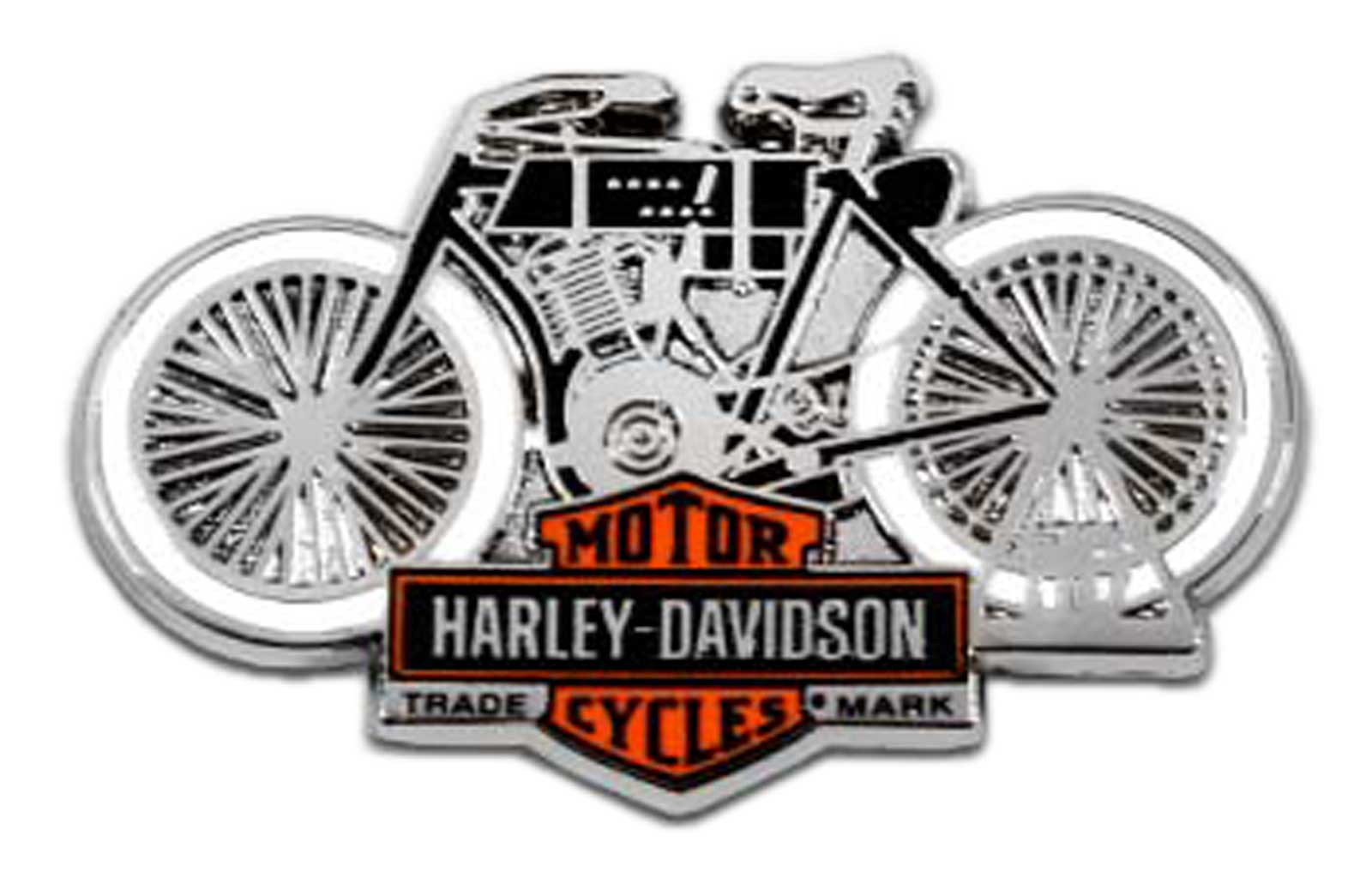 Harley-Davidson 1.5inch. Vintage Motorcycle B&S Metal Pin, Antique Silver Finish - Wisconsin Harley-Davidson