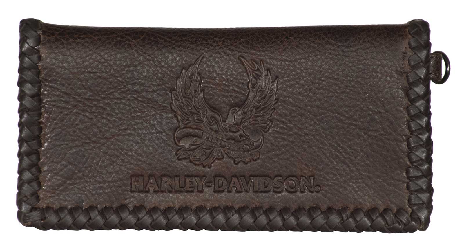 Harley-Davidson Men's Ride Free Trucker Leather Wallet w/RFID Protection - Brown - Wisconsin Harley-Davidson
