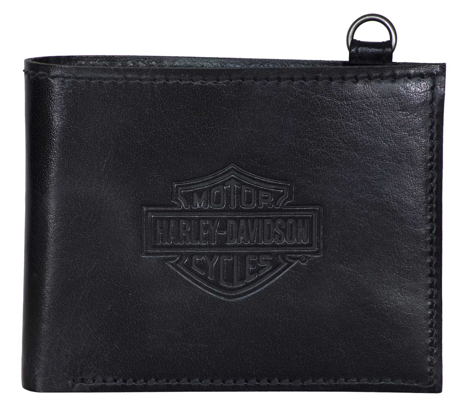 Harley-Davidson Men's Traditional B&S Bi-Fold Genuine Leather Wallet - Black - Wisconsin Harley-Davidson