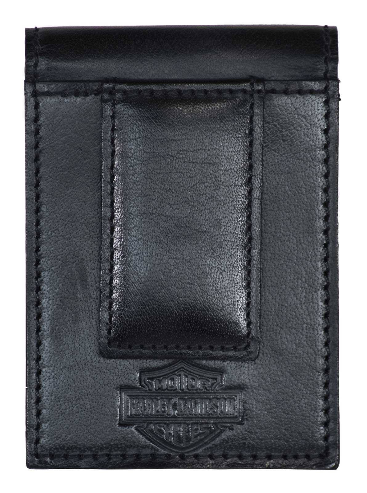 Harley-Davidson Men's Traditional B&S Front Pocket Leather Clip Wallet - Black - Wisconsin Harley-Davidson