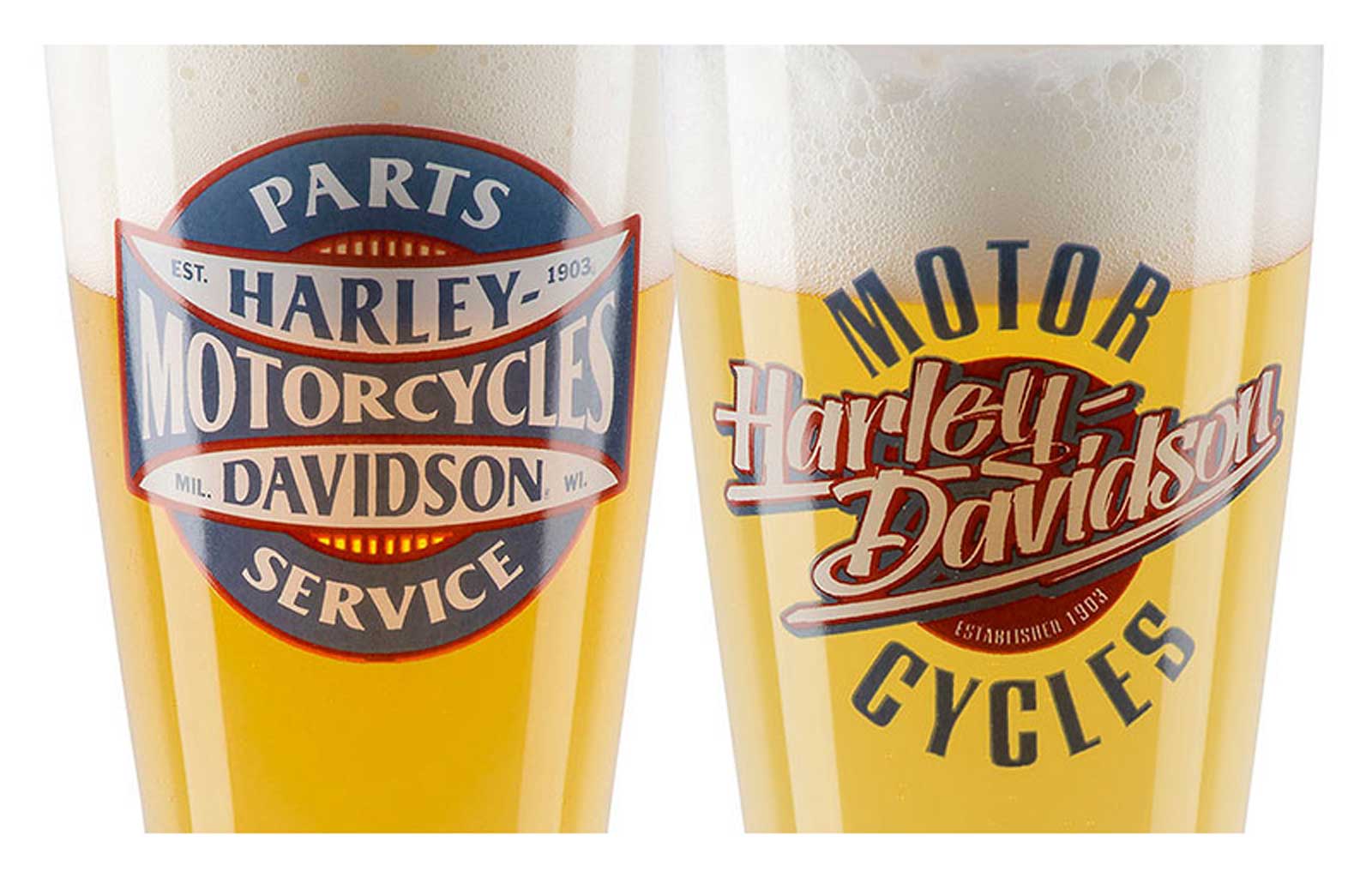 HARLEY DAVIDSONハーレーダビッドソン　BEERグラスカリフォルニア Harley-Davidson® Parts & Service Graphic Set of Two Pilsner