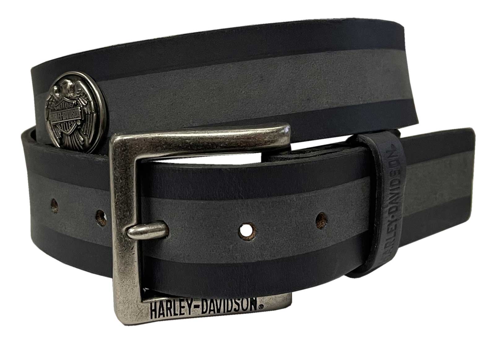 Harley-Davidson Men's Striking Eagle Medallion Genuine Leather Belt - Black - Wisconsin Harley-Davidson
