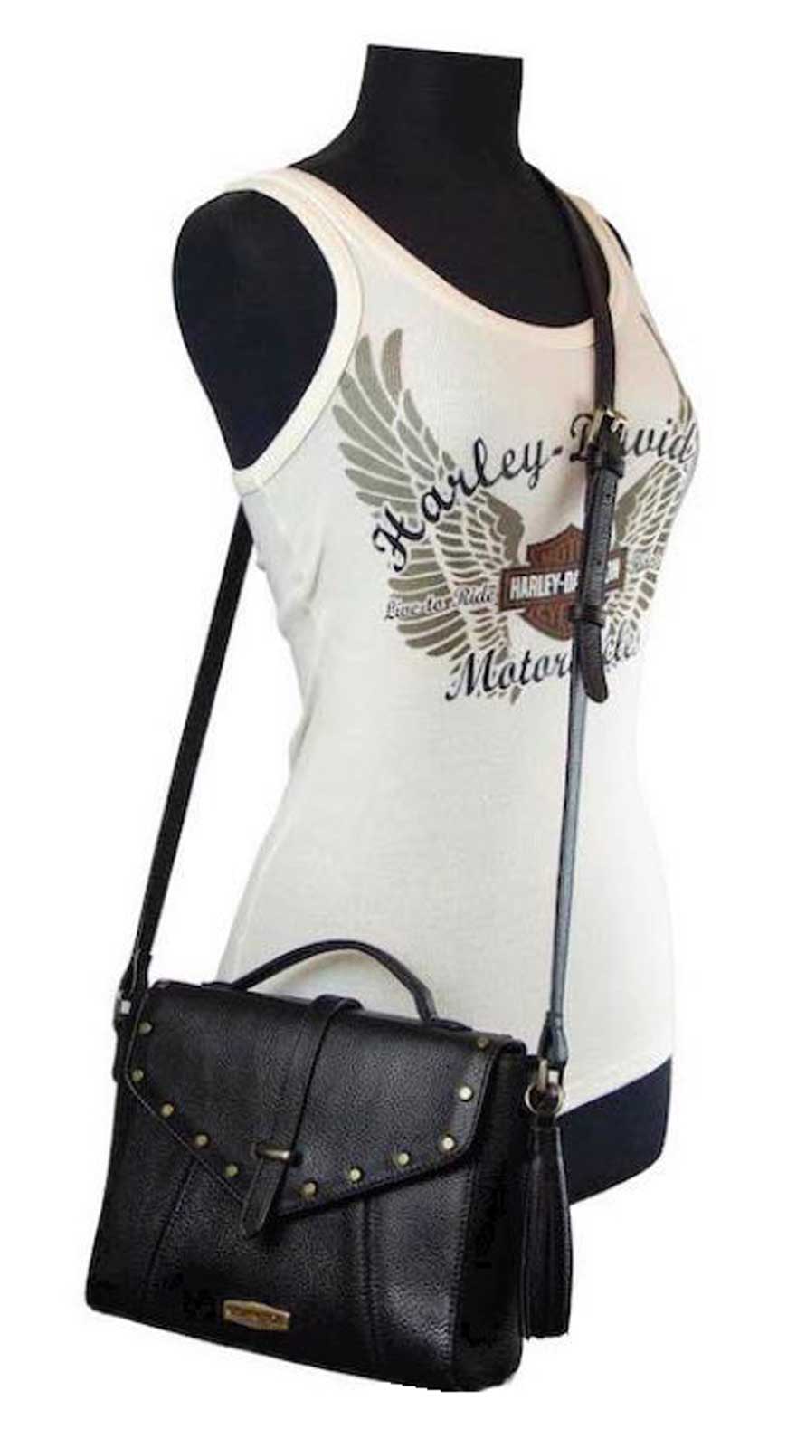  Harley-Davidson Women's Heavy Metal Leather Flapped Crossbody  Purse - Black : Harley-Davidson: Clothing, Shoes & Jewelry