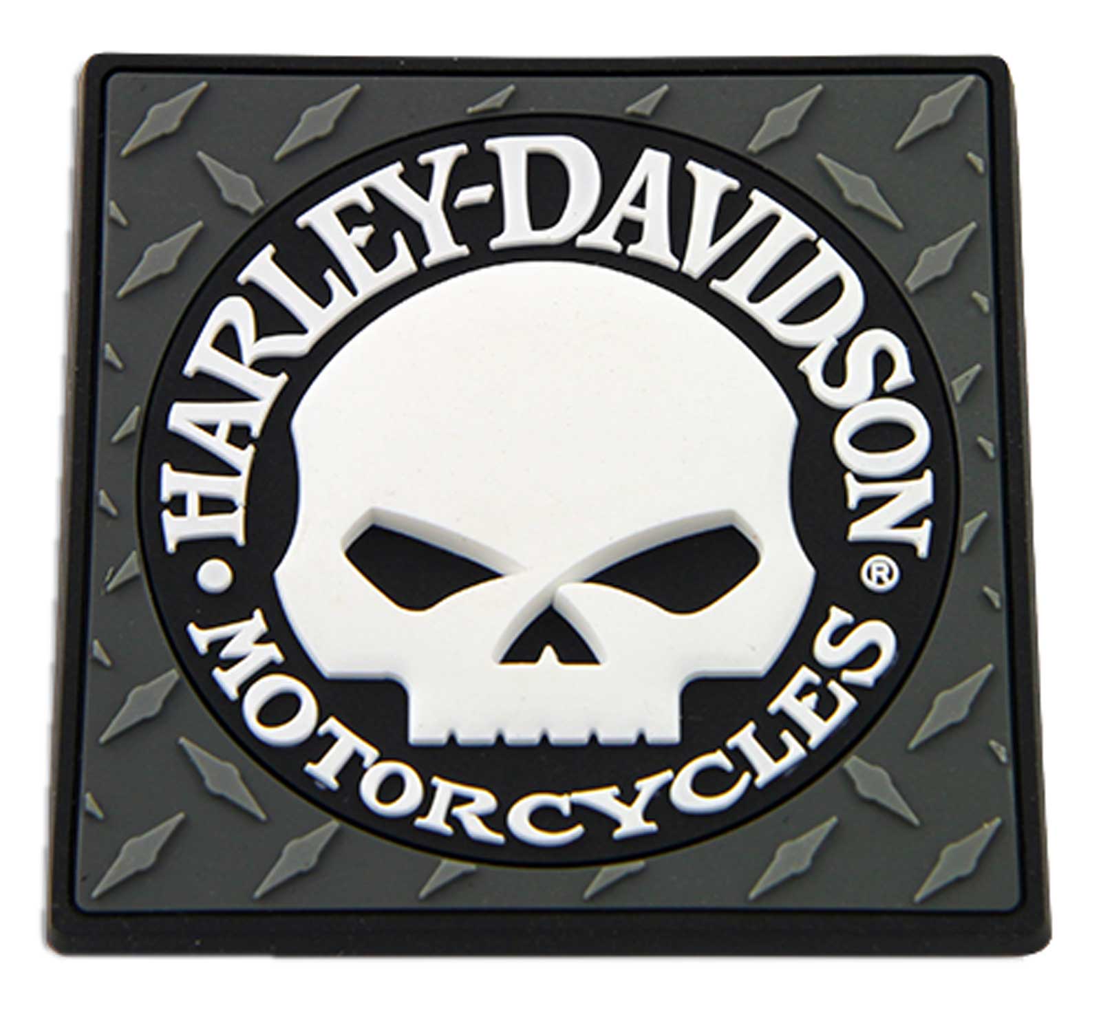 Harley-Davidson Willie G Skull Logo Mile-Tile Rubber Magnet - Gray & Black - Wisconsin Harley-Davidson