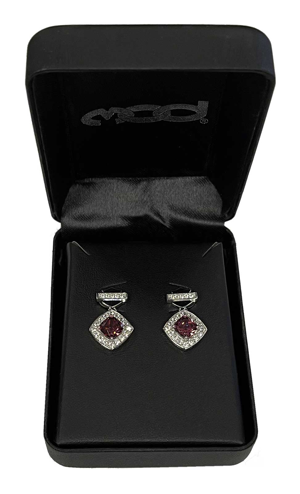 Harley-Davidson Free Shipping - Harley-Davidson Women's Cushion Cut Rhodolite B&S Crystal Drop Earrings - Silver - Free Shipping on many products plus Orders Over $99