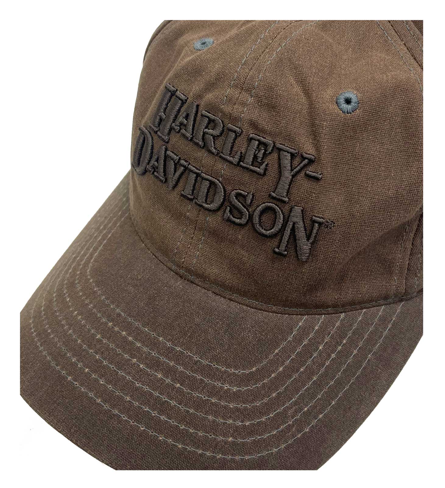 Harley-Davidson Men's Embroidered H-D Adjustable Baseball Cap - Brown Wash - No Hassle Returns at Wisconsin Harley
