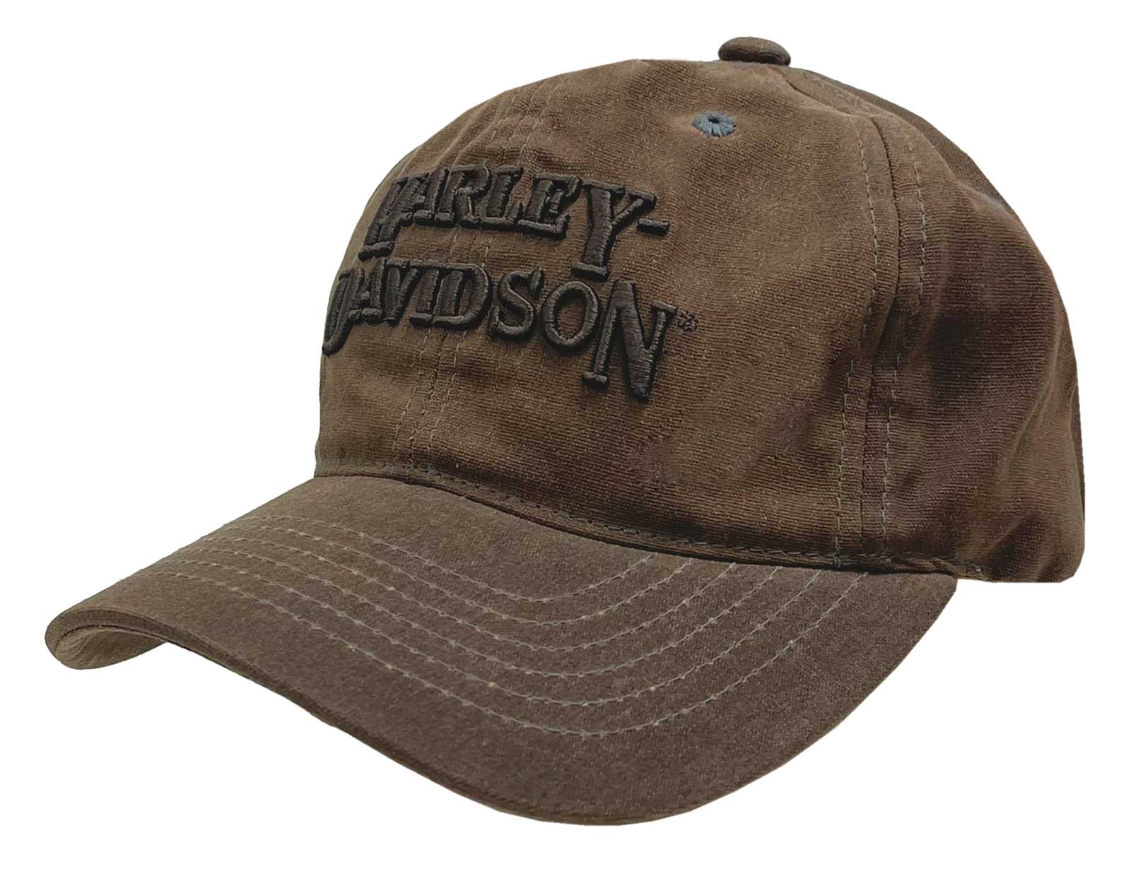 Harley-Davidson Men's Embroidered H-D Adjustable Baseball Cap - Brown Wash - Wisconsin Harley-Davidson