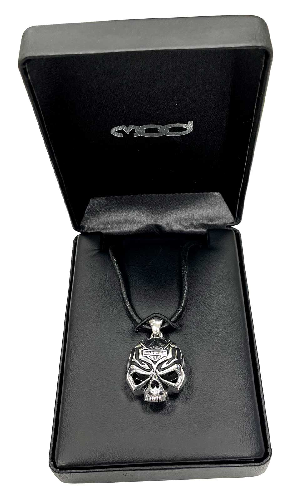 Harley-Davidson Men's Black Accented Tribal Willie G Skull Necklace - Silver - No Hassle Returns at Wisconsin Harley