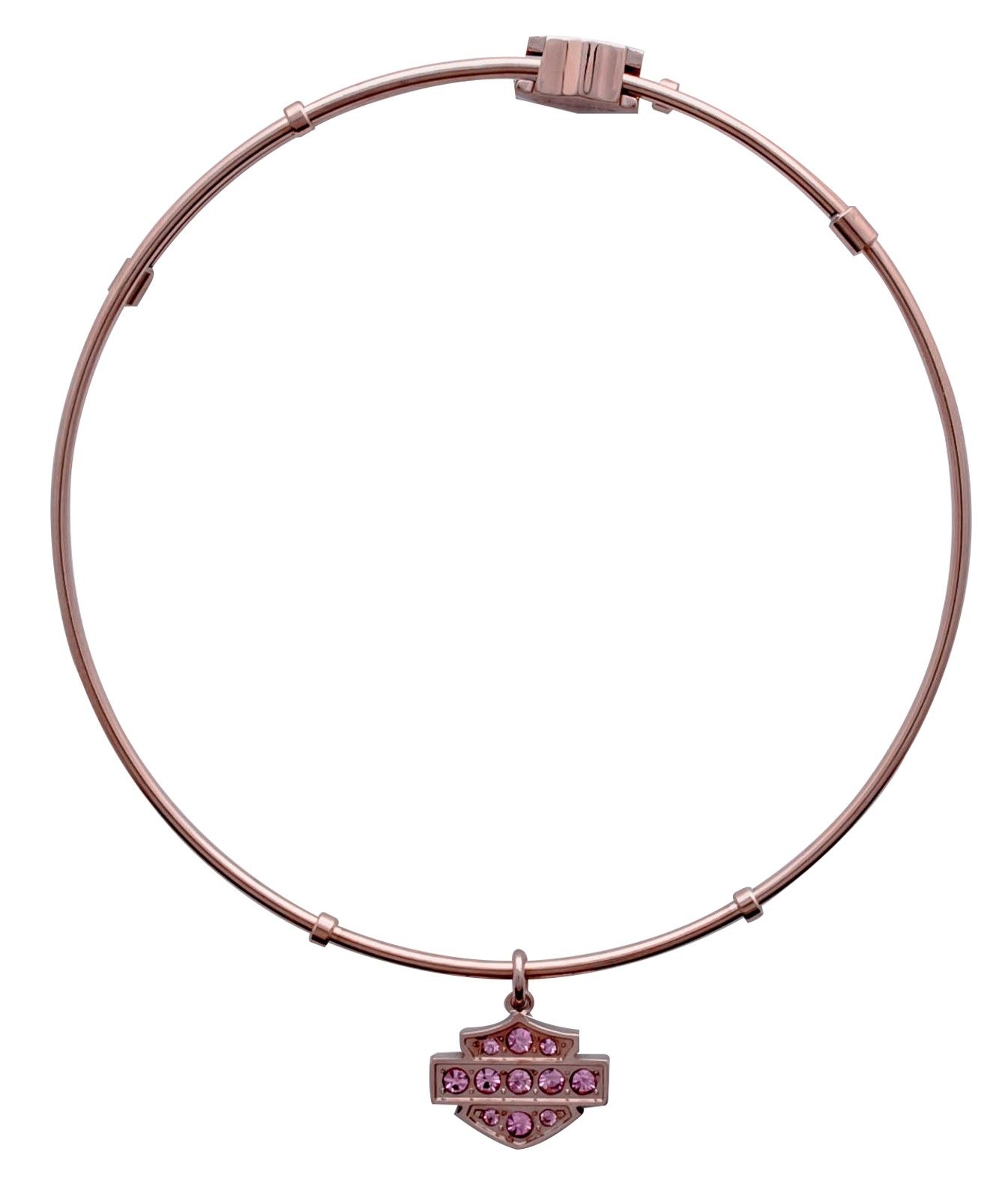 Harley-Davidson Women's Pink Bling Bar & Shield Bangle Bracelet Stainless Steel - Wisconsin Harley-Davidson