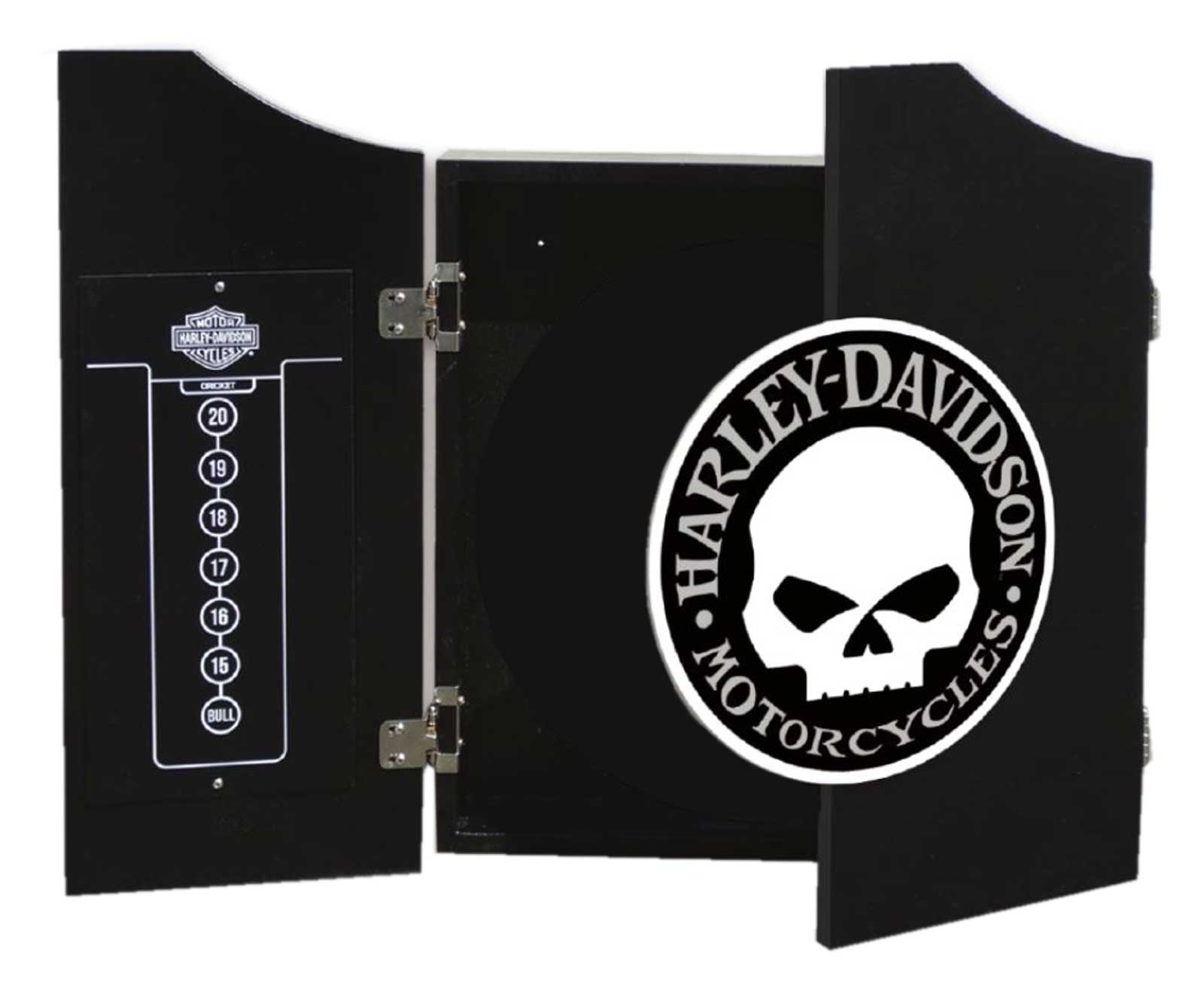 Harley-Davidson Free Shipping - Harley-Davidson Willie G Skull Logo Dart Board Cabinet – Black Wooden Cabinet - Free Shipping on many products plus Orders Over $99