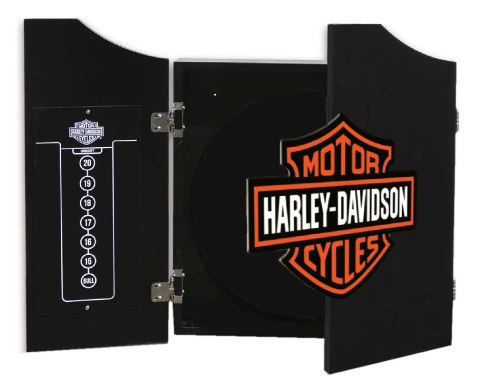 Harley-Davidson Free Shipping - Harley-Davidson Classic Bar & Shield Dart Board Cabinet – Black Wooden Cabinet - Free Shipping on many products plus Orders Over $99