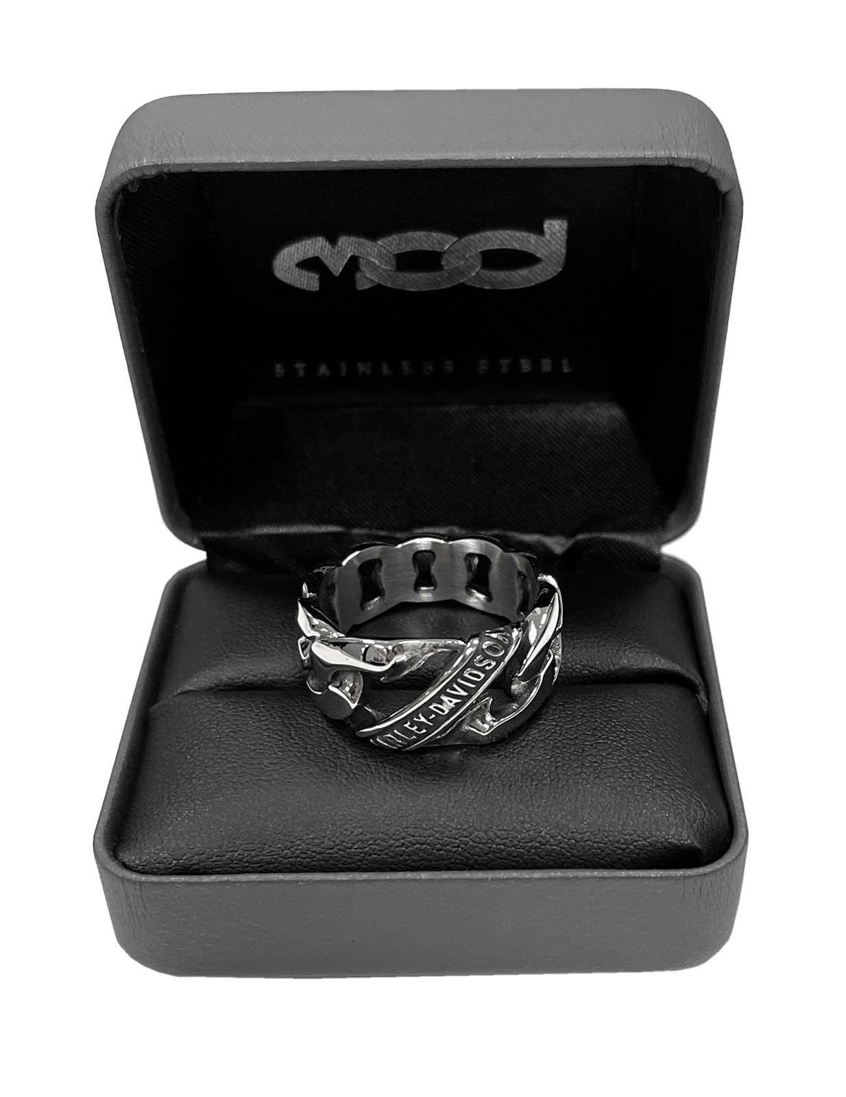 Harley-Davidson Men's Banner Curb Chain Link Steel Band Stainless Steel Ring - No Hassle Returns at Wisconsin Harley