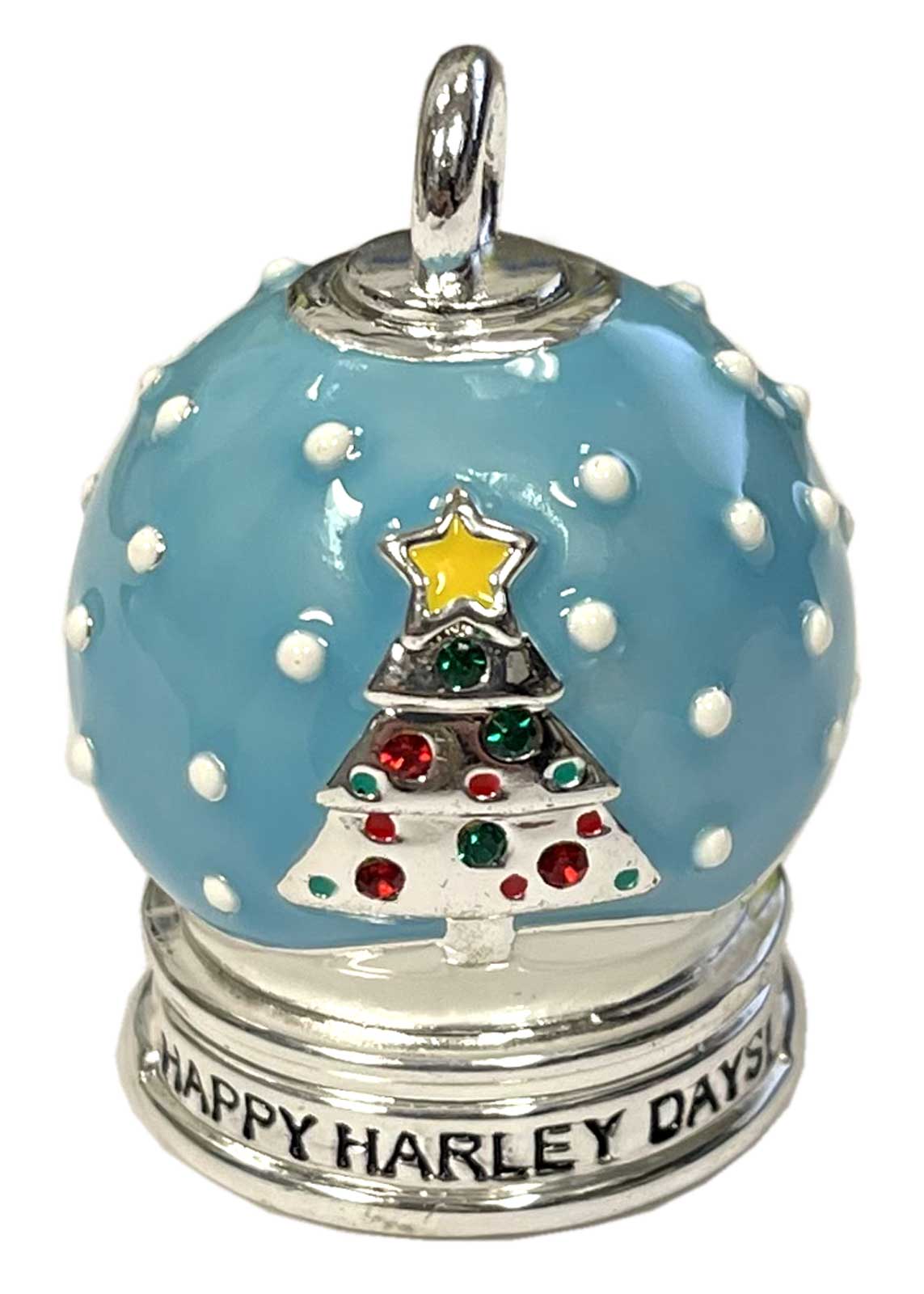 Harley-Davidson Snow Globe Metal Bell Ornament w/Black Cord - Silver Finish - Wisconsin Harley-Davidson