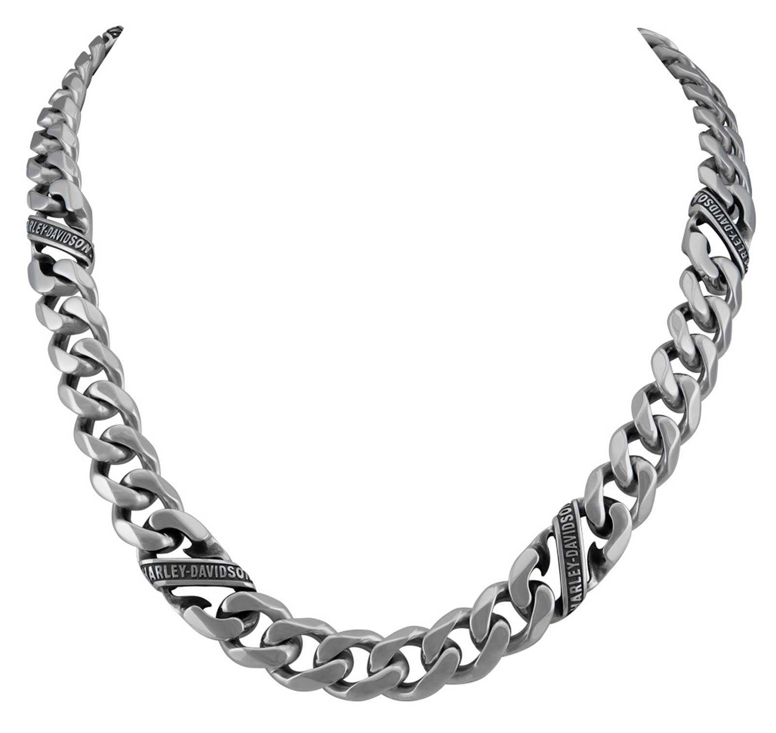 Harley-Davidson Men's Steel H-D Script Banner Curb Link Chain Metal Necklace - Wisconsin Harley-Davidson