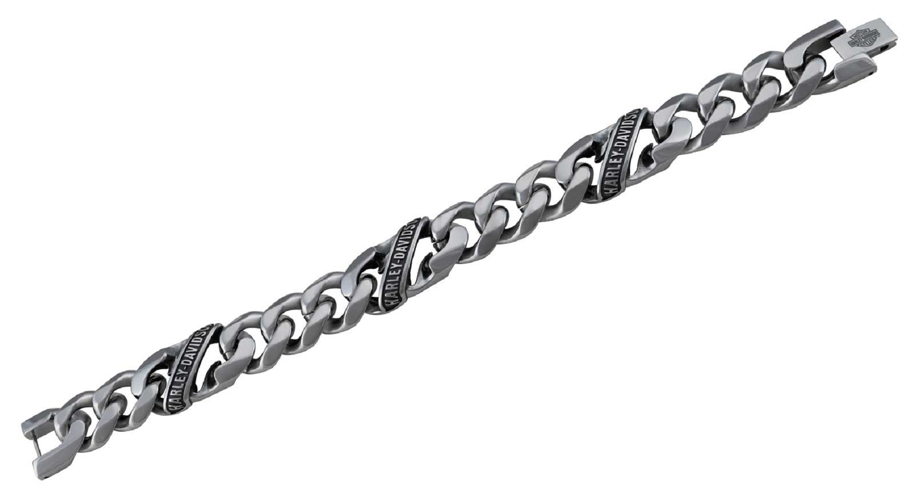 Harley-Davidson Men's Banner Curb Link H-D Script Bracelet – Stainless Steel - Wisconsin Harley-Davidson