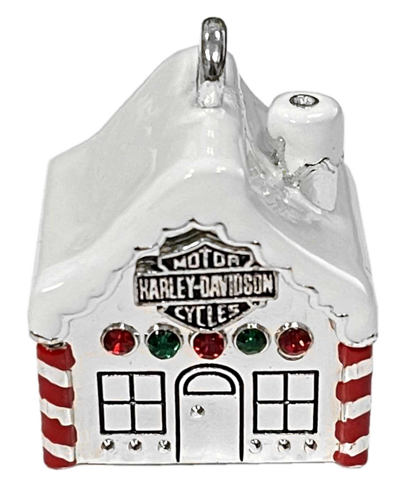 Harley-Davidson Gingerbread House Metal Bell Ornament w/Black Cord - Silver - Wisconsin Harley-Davidson