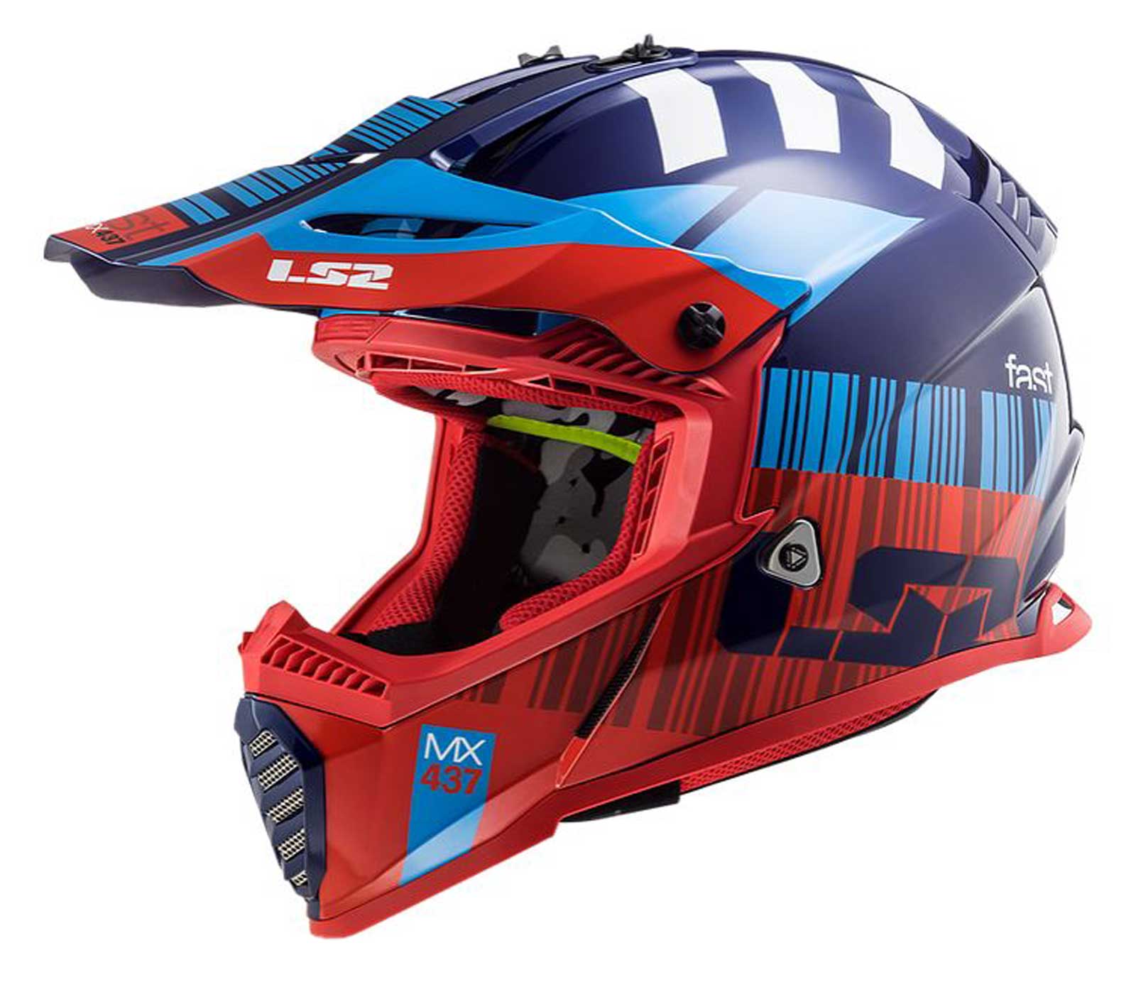 LS2 Helmets Gate Xcode Full Face Motorcycle Youth Helmet, Gloss Red & Blue