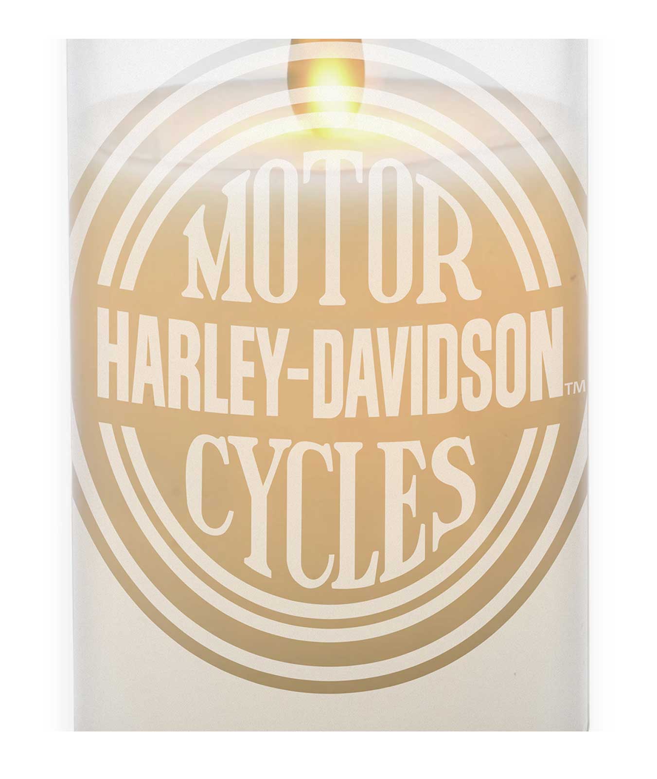 Harley-Davidson® Circle Logo Flameless LED Frosted Glass Candle Holder -  White - Wisconsin Harley-Davidson