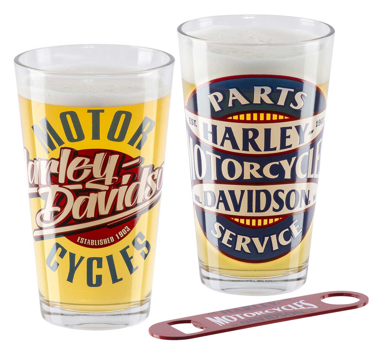 Harley-Davidson Parts & Service Graphic Set of Two Pint Glasses - 16 oz. - Wisconsin Harley-Davidson