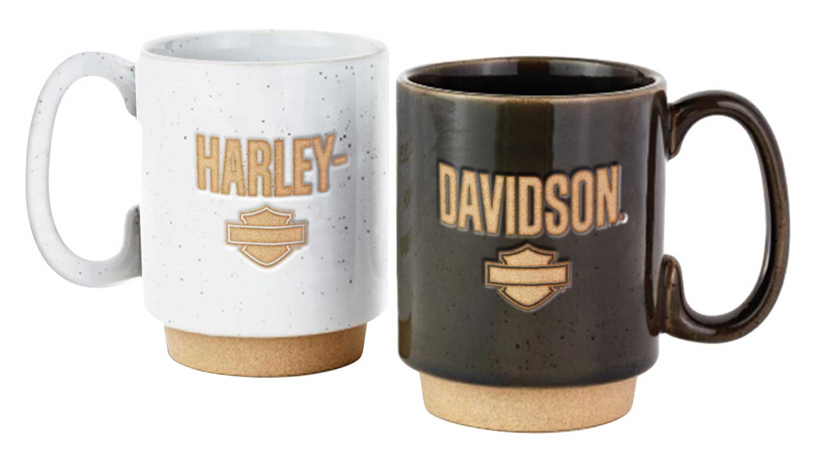 Harley-Davidson Sculpted B&S Stackable Ceramic Mug Set - Set of Two 16 oz. - Wisconsin Harley-Davidson