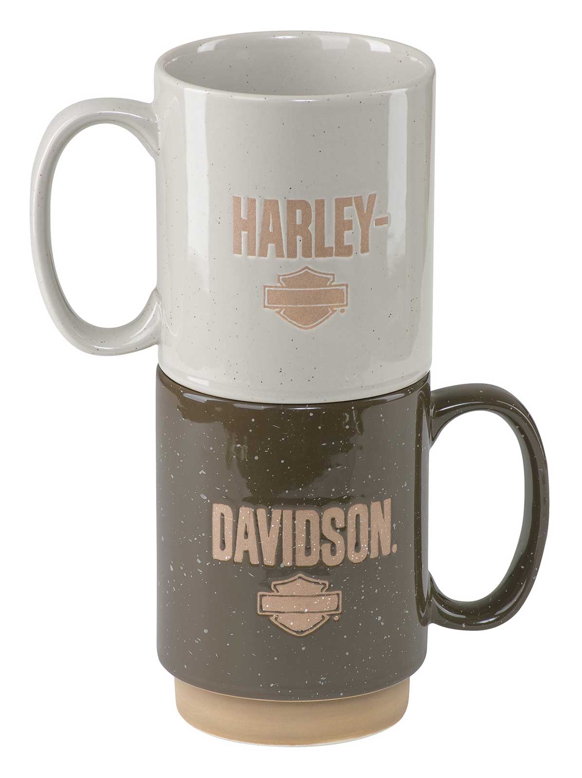 Harley-Davidson Free Shipping - Harley-Davidson Sculpted B&S Stackable Ceramic Mug Set - Set of Two 16 oz. - Free Shipping on many products plus Orders Over $99