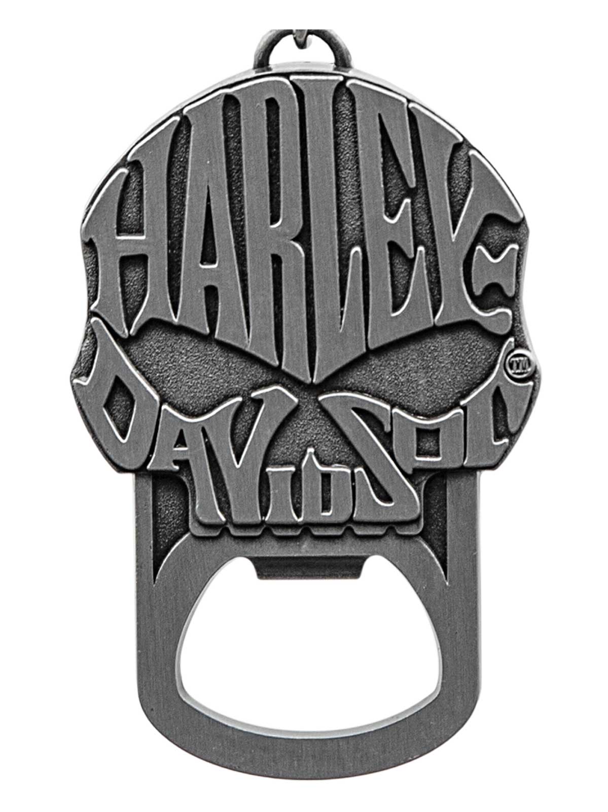 Harley-Davidson Free Shipping - Harley-Davidson Willie G Skull Text Logo Bottle Opener Key Chain - Nickel Finish - Free Shipping on many products plus Orders Over $99