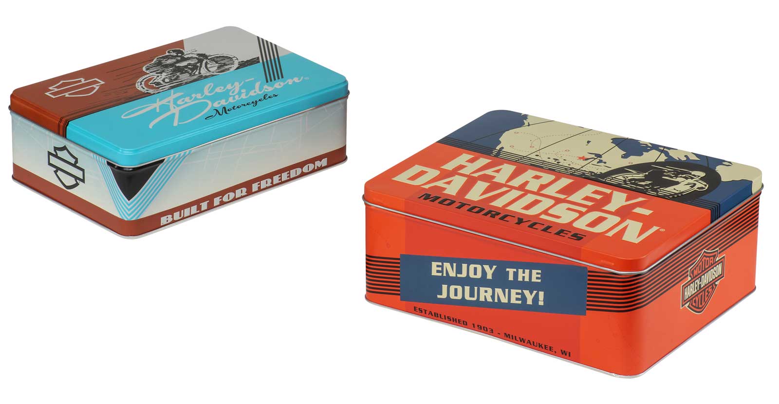 Harley-Davidson® Metal Storage Tins Containers, Embossed Vintage
