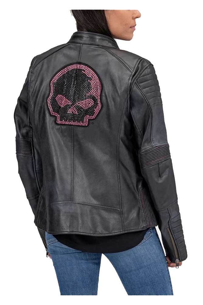y2k✨️ Harley-Davidson 刺繍 ミリタリー ジャケット Harley-Davidson® Women's Rhinestone Willie G Skull Leather