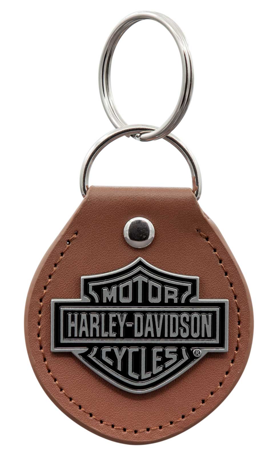 Harley-Davidson Classic Bar & Shield Logo Vinyl Fob Key Chain - Brown & Silver - Wisconsin Harley-Davidson