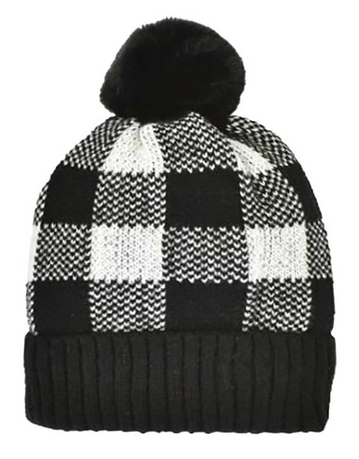 Pom Knit Winter Beanie Cap - White 