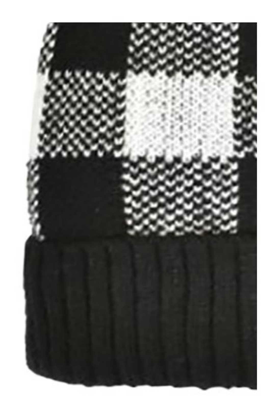Harley-Davidson Free Shipping - That's A Wrap Women's Buffalo Plaid & Pom Knit Winter Beanie Cap - White & Black - Free Shipping on many products plus Orders Over $99