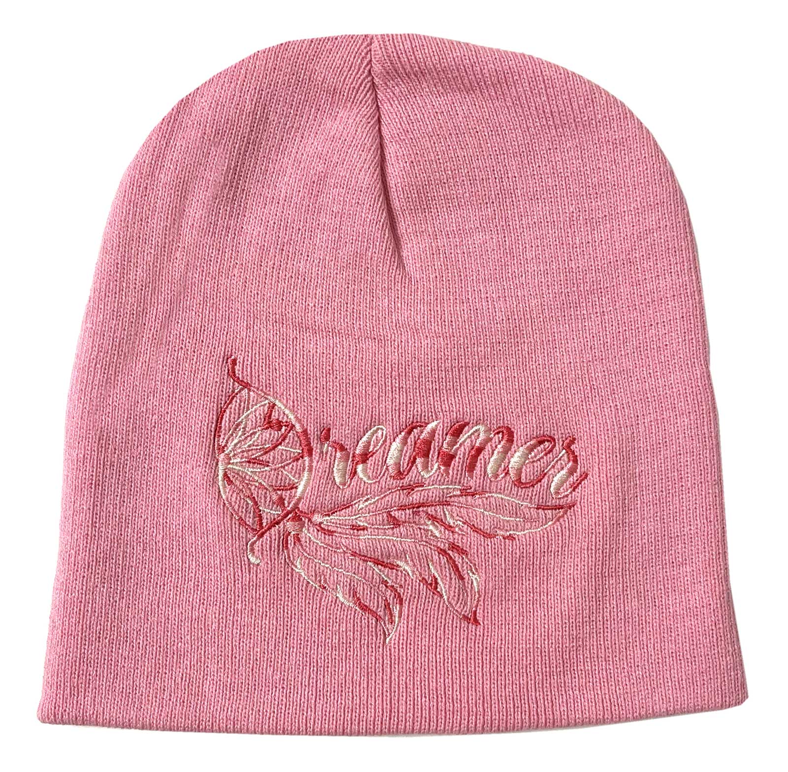 That's A Wrap Women's Embroidered Dreamer Winter Knit Beanie Cap - Light Pink - Wisconsin Harley-Davidson