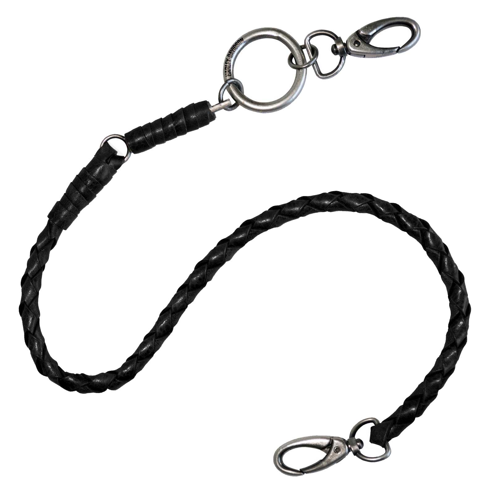 Harley-Davidson Men's Wallet Chain, Ride Free 25 inch Braided Leather - Black - Wisconsin Harley-Davidson