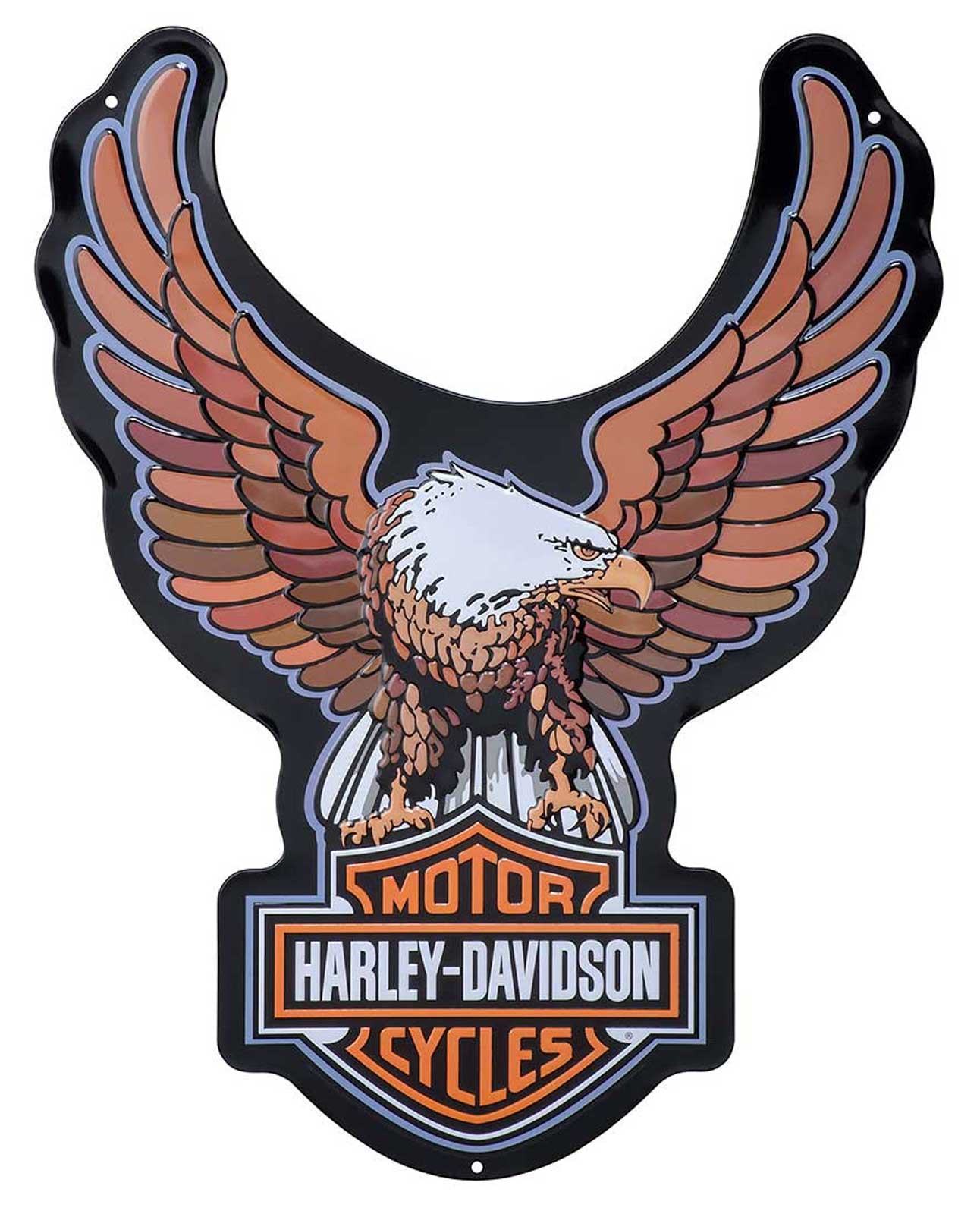 Harley-Davidson® Embossed Tin Sign, Bar & Shield Eagle Shaped