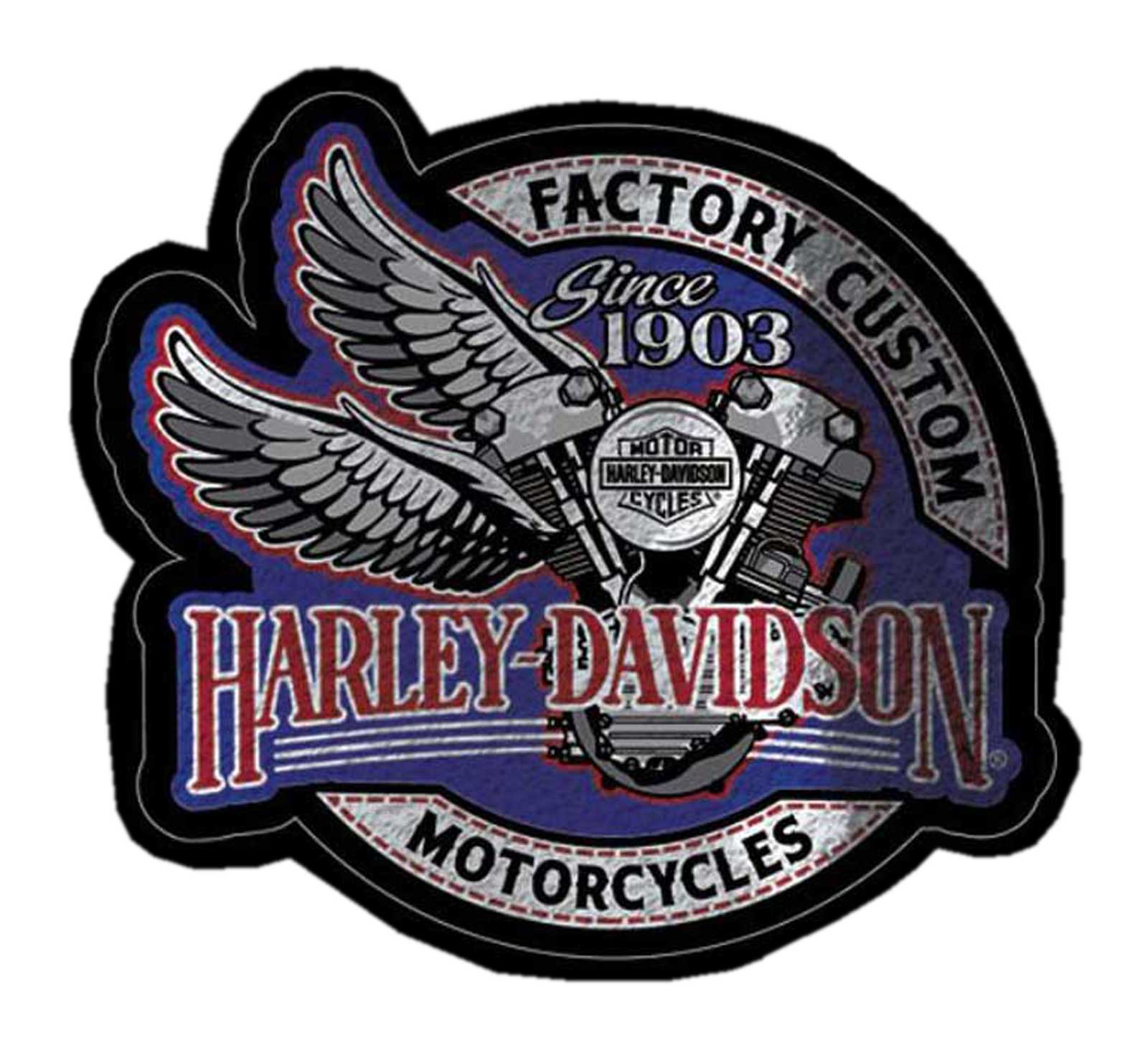 Harley-Davidson Free Shipping - Harley-Davidson Shiny Factory Custom Winged V-Twin Decal, Blue DC142933 - Free Shipping on many products plus Orders Over $99