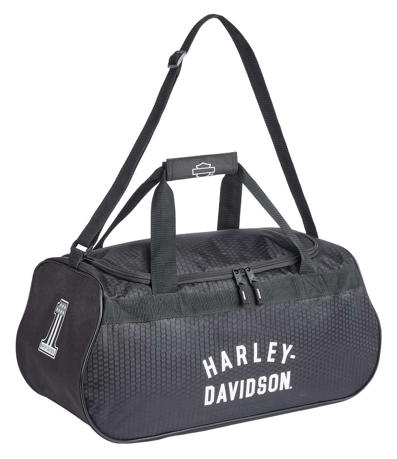 Harley-Davidson® Off-White #1 Logo Sports Duffel Bag w/ Shoulder Strap -  Black