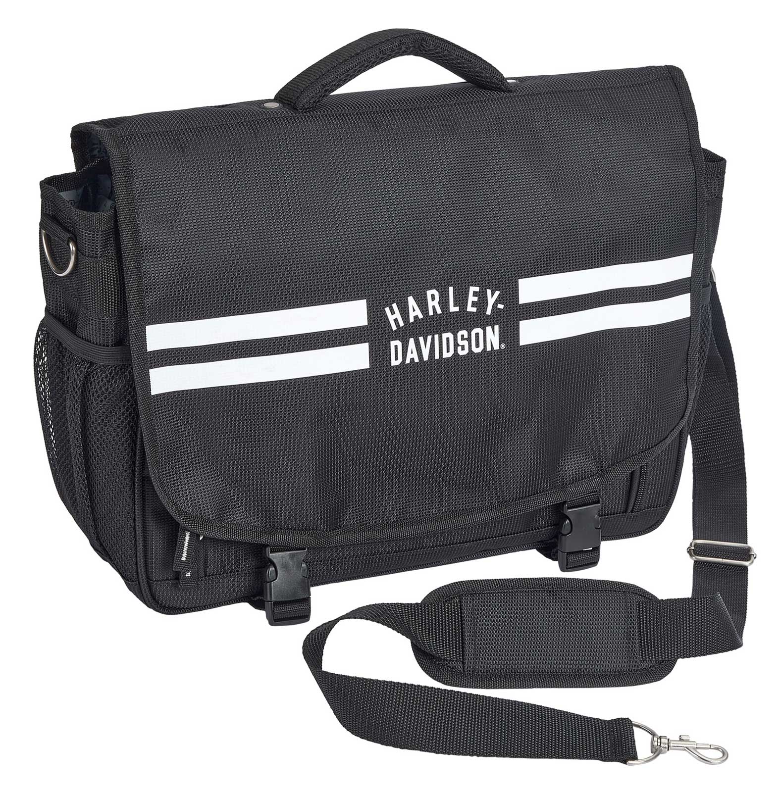 Harley-Davidson Messenger Bag, Lightweight Laptop Briefcase - Off-White/Black - Wisconsin Harley-Davidson