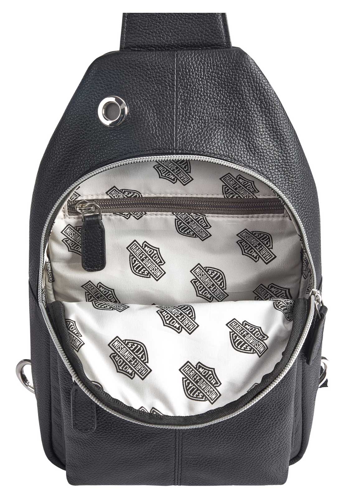 Harley-Davidson Genuine Leather Chest Sling Backpack, Bar & Shield Logo - Black - Largest Selection of Harley-Davidson Products