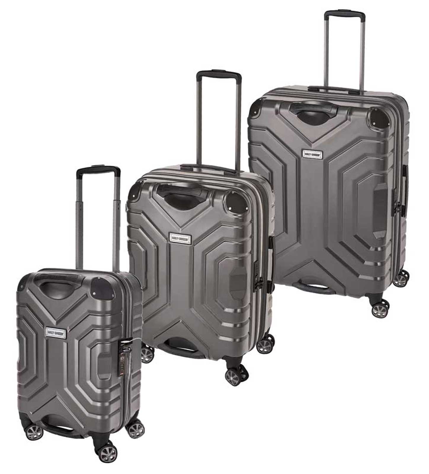 Harley-Davidson Hi-Performance Shark Wheels Hard Sided Luggage Bag - Graphite - Wisconsin Harley-Davidson