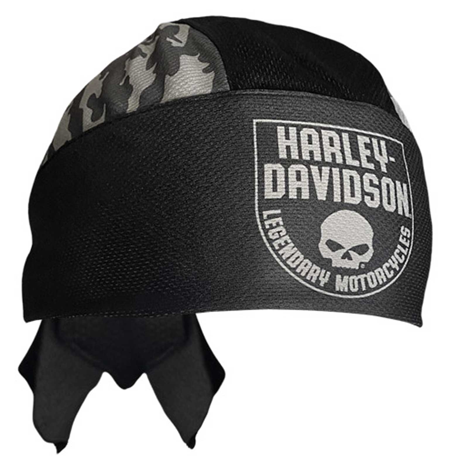 Harley-Davidson Men's Camo Willie G Skull Polyester One Size Headwrap - Black - Wisconsin Harley-Davidson