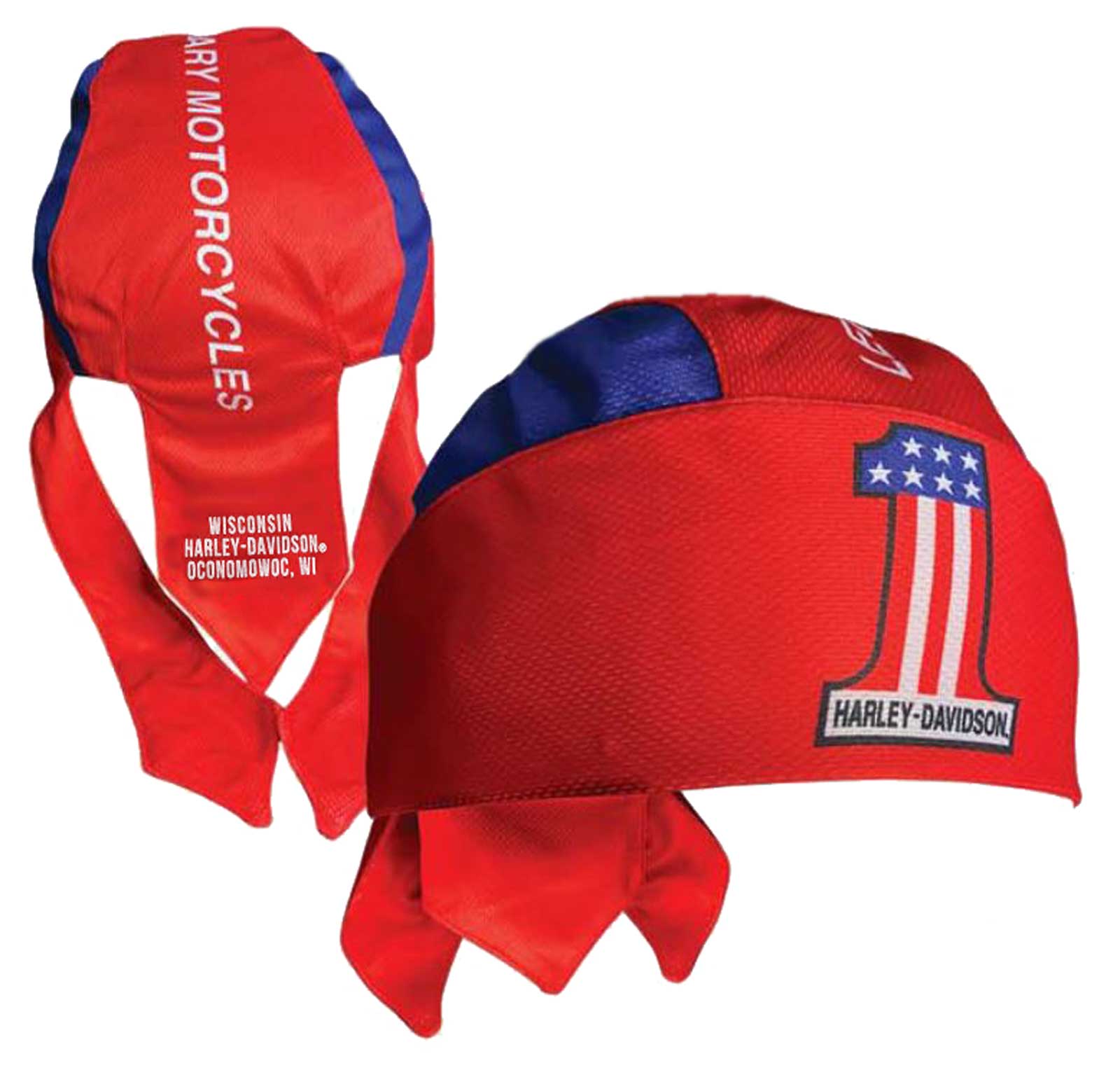 Harley-Davidson Free Shipping - Harley-Davidson Men's Ride One #1 Logo Polyester One Size Headwrap - Red & Blue - Free Shipping on many products plus Orders Over $99