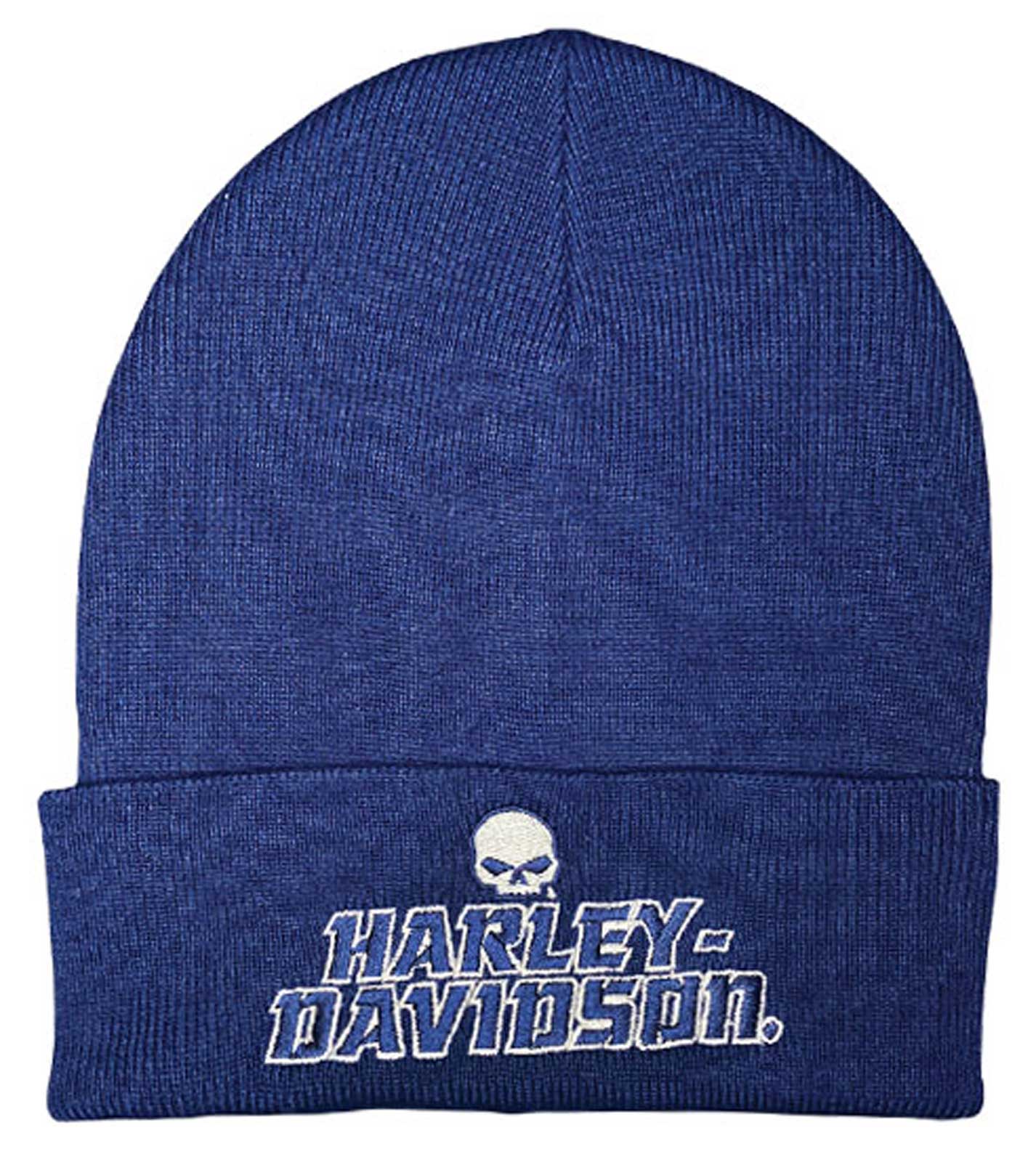 Harley-Davidson Men's Willie G Skull H-D Embroidered Cuffed Beanie Hat - Navy - Wisconsin Harley-Davidson